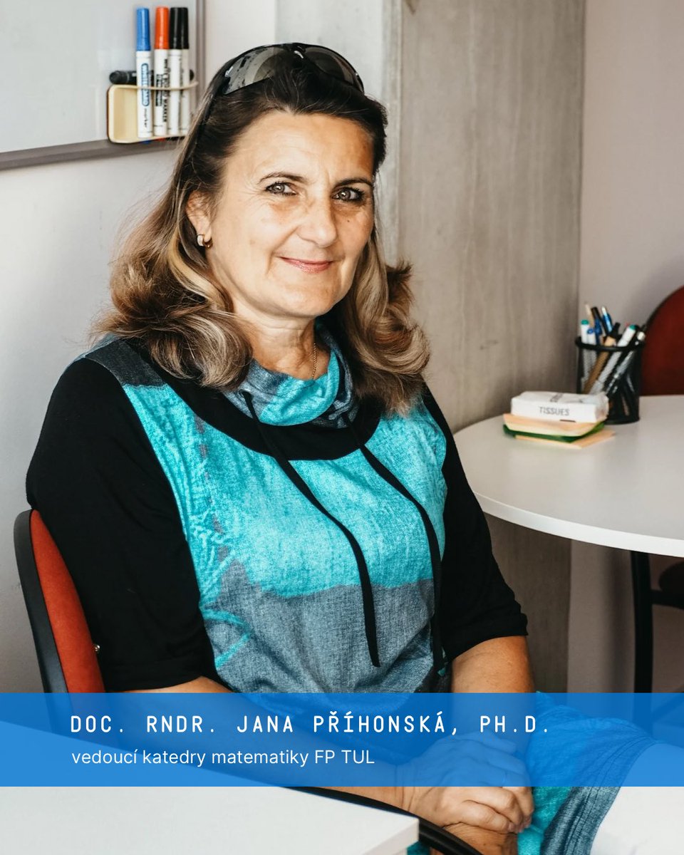 FPTUL's tweet photo. 💙 Představujeme #vedoucikateder

Docentka Příhonská vede naši katedru matematiky a specializuje se na didaktiku matematiky, rozvoj logického myšlení žáků a kombinatoriku a pravděpodobnost na 1. st. ZŠ. ☝ Zároveň je vedoucí redaktorkou časopisu Učitel matematiky. https://t.co/LCGCSl6e57