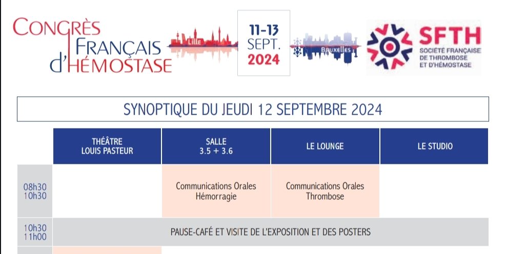 Mickaël Rosa (@mickal_rosa) on Twitter photo 7h45 => best time pour s'installer pour les conférences de ce matin. Au choix : hémorragie ou thrombose ?
#CFH2024
<a href="/Team2_U1011/">Team2 U1011</a>
@cfh_2024 7h45 => best time pour s'installer pour les conférences de ce matin. Au choix : hémorragie ou thrombose ?
#CFH2024
<a href="/Team2_U1011/">Team2 U1011</a>
@cfh_2024