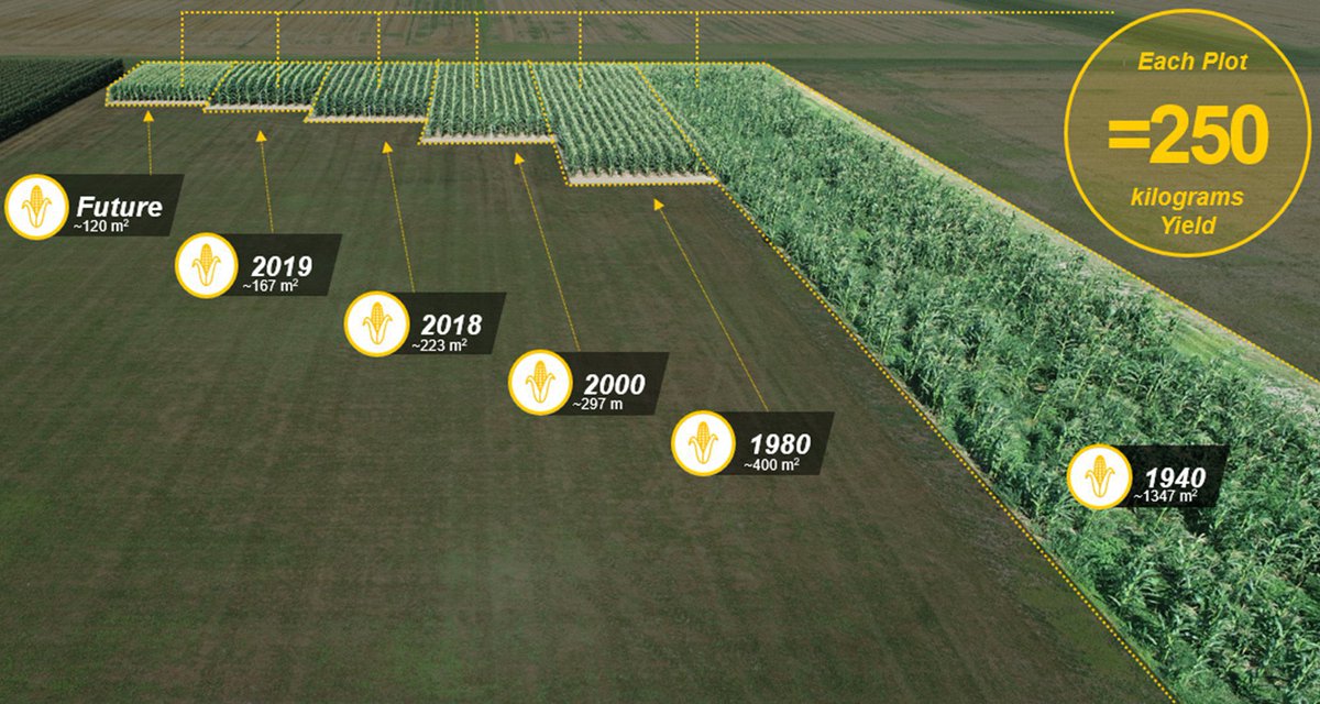 Growing more food on less land. 
It’s a good thing. 

 A 250kg yield of corn required:

1347m² in 1940.
400m² in 1980.
167m² in 2020.

Do you believe it is more environmentally friendly?