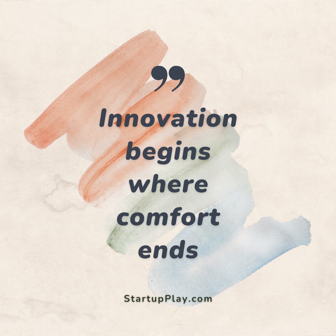 Innovation begins where comfort ends. Embrace the challenge and drive progress forward! 🚀✨ startupplay.com #Innovation #StartupPlay #Entrepreneurship #GrowthMindset