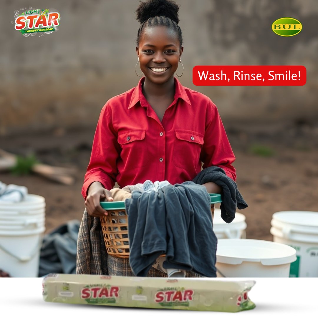 BidcoUganda's tweet photo. Make washing clothes easy and bring smiles to your laundry day with Light Star Washing Soap! ๐๐
Freshness that shines through every wash!
#WashingSoap https://t.co/PtcZPr2F5s