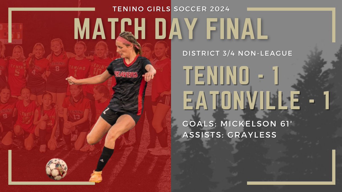 Split points in an entertaining match in Eatonville.

Chloe Grayless assisted Callie Mickelson for our goal. Our backline was stout &amp; saw 9 different players get time back there including varsity debuts from 8th graders Georgia Gore and Charley Jones. AJ Kalkus also had 6 saves.