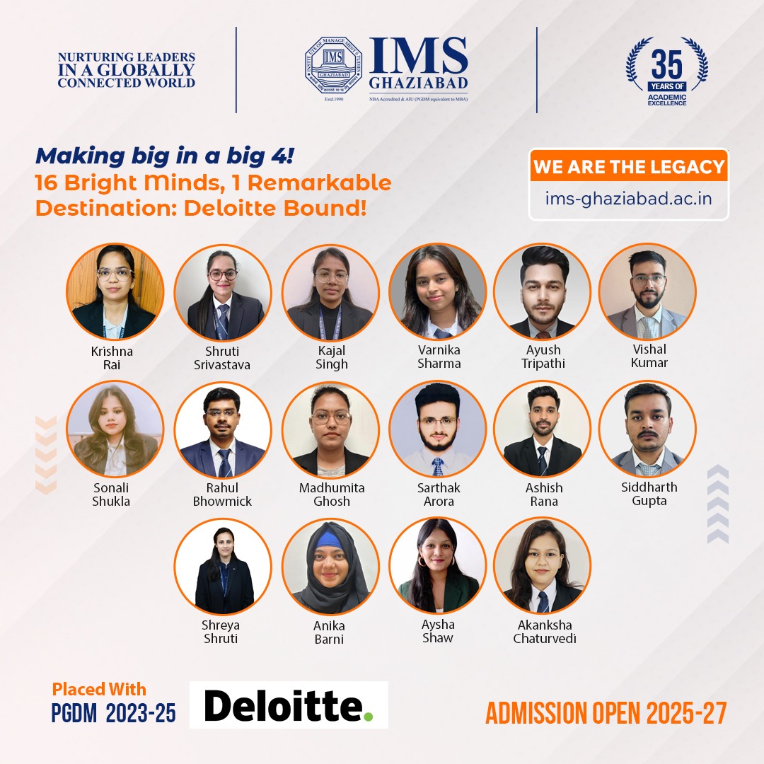 Delighted to be Deloitted! Congratulations to our students for   successfully securing placements with #Deloitte. Your hard work and dedication have paid off, and we’re proud to see you take this big step towards a bright career.
#campusplacement #deloitte #placementdrive  #pgdm