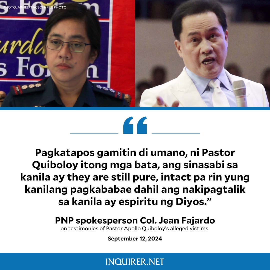 [Trigger Warning: mention of sexual abuse]

Minors as young as 12 years old allegedly experienced sexual abuse at the hands of Pastor Apollo Quiboloy, according to the PNP, which released additional details on the latest victims who reported their ordeal.

READ MORE: