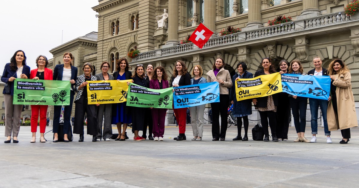 Frauen würden gemäss letzter SRF-Umfrage die #Biodiversitätsinitiative annehmen. Ihnen gegenüber steht eine Mehrheit der Männer, die sie ablehnt. Mit einer Aktion auf dem Bundesplatz rufen Frauen diverser Parteien deshalb zu einem #JazurBiodiversitaet auf. pronatura.ch/de/2024/der-ap…