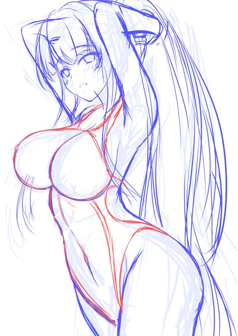 #皆さんラフと塗った後を見せてください
#ブルアカ 
競泳水着ノアはこれがこうなっていました 