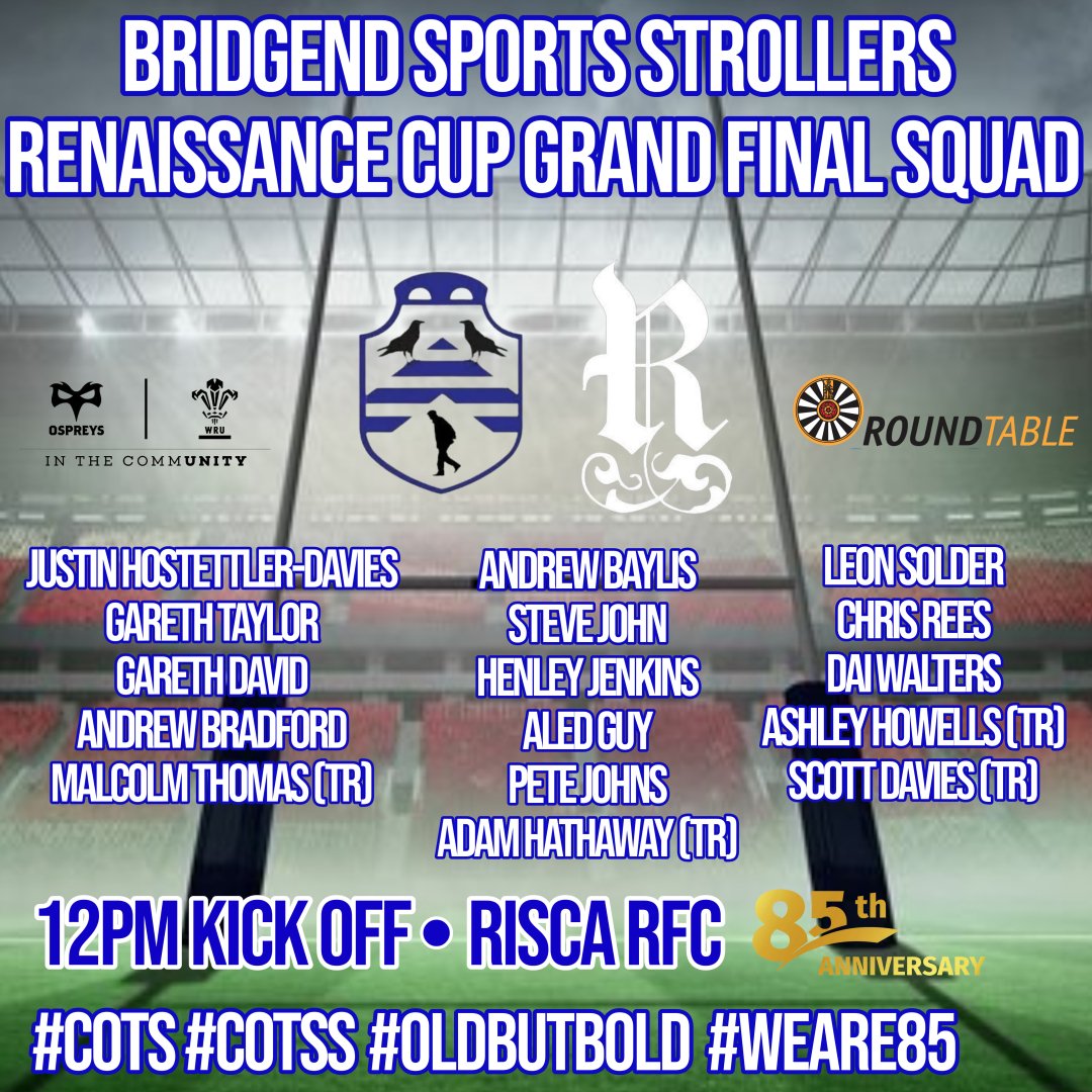 SportsStrollers's tweet image. This Saturday we again aim to claim the Holy Grail of 40+ Touch Rugby, The Renaissance Cup.

Its going to be a feast of Touch Rugby, Get down and support if you can as the squad attempt to finally bring home the big one🤞🔵⚪️

#cots #cotss #oldbutbold  #weare85