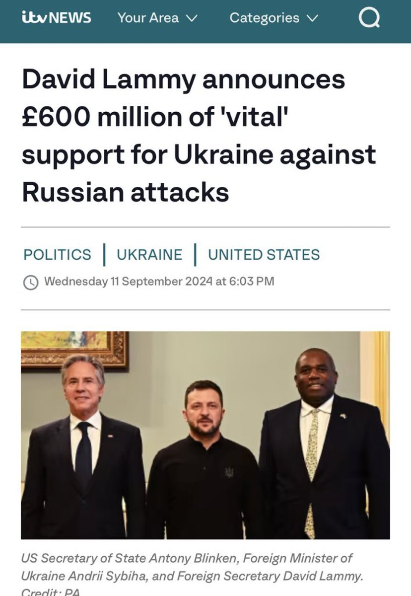 £600m of taxpayers’ money for Ukraine but not enough money to help keep UK pensioners warm this winter as the government take away their winter fuel allowance. 
Dreadful.