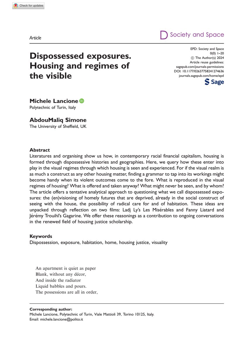 Seeing the house with brother <a href="/XazaarAdjame/">AbdouMaliq Simone</a> in EPD <a href="/SocietyandSpace/">Society & Space</a> 

journals.sagepub.com/doi/full/10.11…