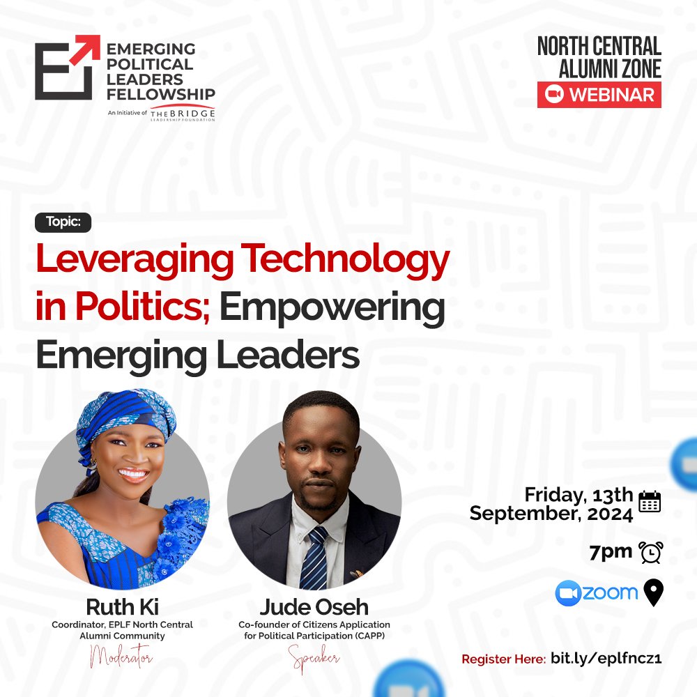 The EPLF North Central Alumni is excited to host a webinar tomorrow, Friday, September 13, 2024, at 7:00 Pm, themed "Leveraging Technology in Politics: Empowering Emerging Leaders."
