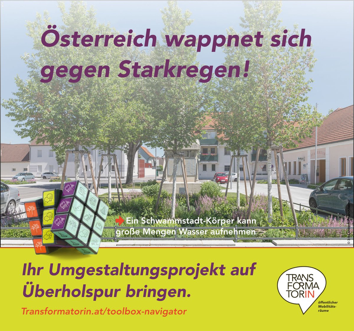 ☔️Meist läuft 90% des Oberflächenwassers in Kanäle.  🌳Ein Schwammstadt-Körper kann große Mengen Wasser aufnehmen und speichern. Das entlastet die Kanalsysteme und versorgt die Bäume langfristig mit Wasser. So kann #Starkregen gegengewirkt werden.
Wie so ein Aufbau aussieht, im