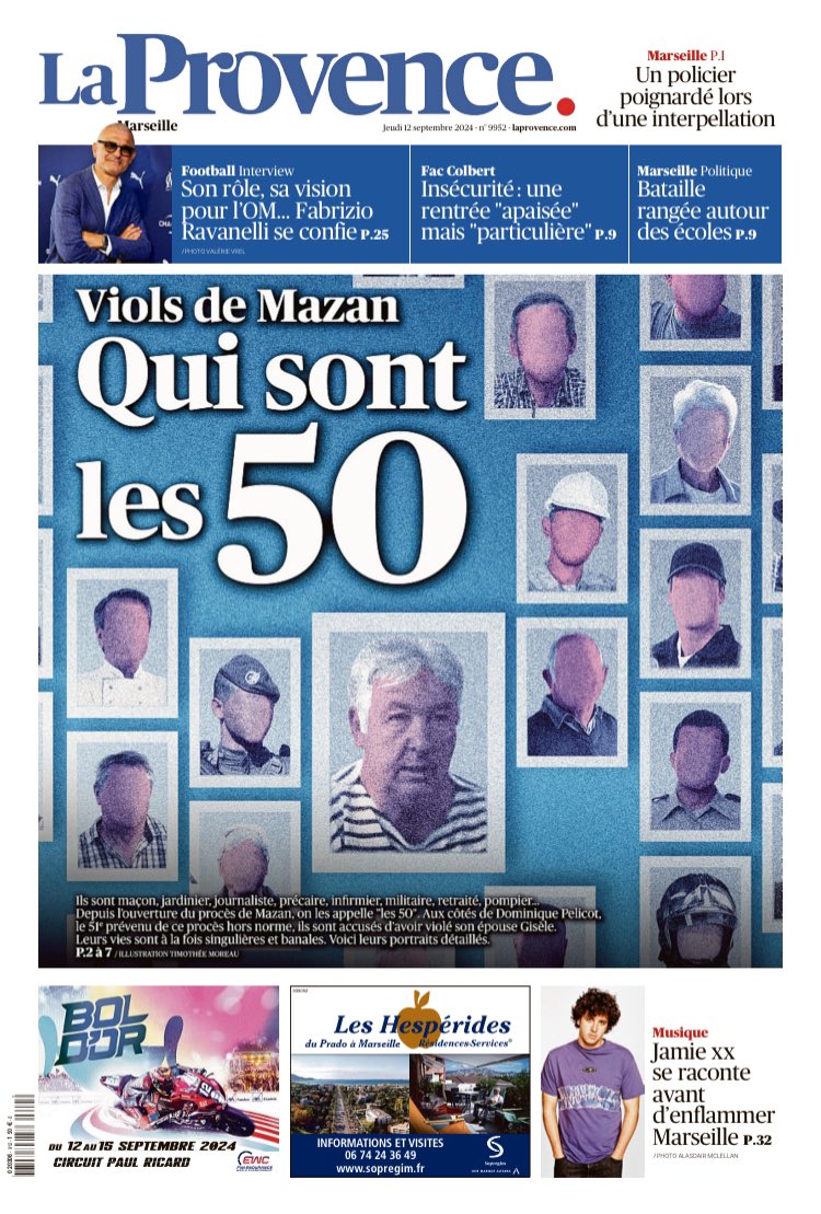 Excellent travail de <a href="/laprovence/">La Provence</a> qui compile les portraits cisèles des accusés de Mazan. Le mal se niche dans tous les milieux sociaux. Bcp d’accusés ont eux-même été victimes de viols. Effroyable. 
Pour info : Ma collègue <a href="/MarionDub/">Marion Dubreuil</a> live-tweete le procès, croquis à l’appui.