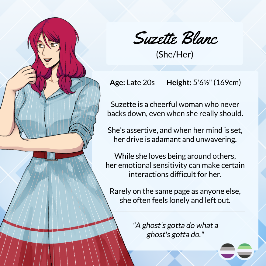 HarmonyFrontier's tweet image. Introducing... Suzette Blanc! 🛍️💫

If you&apos;re ever in trouble, Suzette&apos;s just the person to call! She&apos;s bound to have a trick or two up her sleeve!

#SoPVN #characterintro #indiedev #vndev