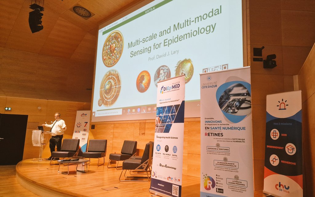RetinesL's tweet image. Prof David J Lary, @UT_Dallas , speech on the morning sessions of the #DiEpiMED2024. Amphitheatre "Gallet", @CHUdeNice @Univ_CotedAzur , welcomes our speakers, students and attendees.
Digital Epidemiology conference initiated and organized by @pstaccini and Lab's team.