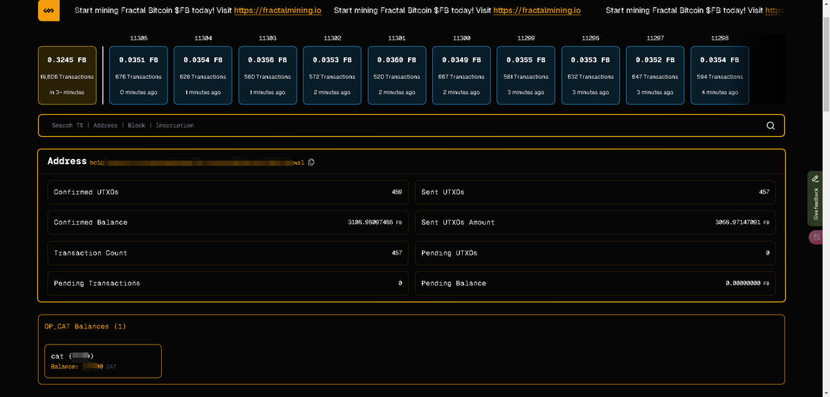 发现有 2 个挺好用的 CAT20 的浏览器，可以查询余额、持有人数据，进度等等。

1⃣：cat.bitatom.io
开发者 <a href="/zen913/">zen913</a> 

2⃣：fractalexplorer.io/cat/cat20
开发者 <a href="/btcterminal_/">BtcTerminal</a> 

#Fractal $CAT