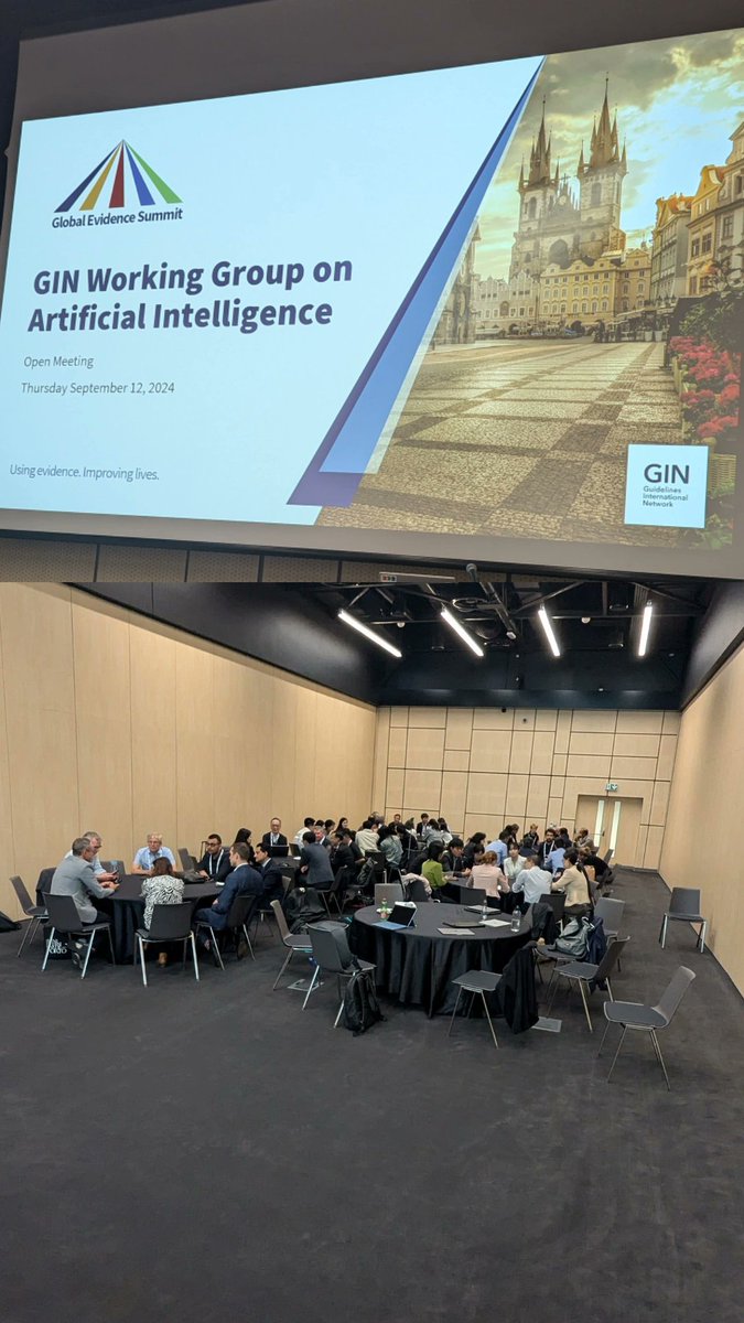A full house for the early morning GIN Artificial Intelligence (AI) working group meeting at #GES2024! Great discussions and exchange of ideas about use of AI for #guideline development. <a href="/gin_member/">GIN Member</a> <a href="/ignneumann/">Ignacio Neumann</a> <a href="/schunemann_mac/">Holger Schünemann</a> <a href="/marge_reinap/">Marge Reinap</a> <a href="/Elie__Akl/">Elie Akl</a> <a href="/PabloACoello/">Pablo Alonso</a>