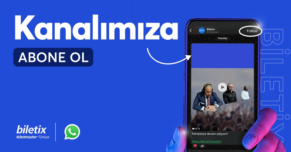 Günaydın 😎

Biz Whatsapp'ta kanal açtık, seni de bekleriz. 💞

Bugün herkesin beklediği bir etkinlik satışa açılacak, ilk Whatsapp'tan duyuracağız! 📢

Abone olmak için linke tıkla: bit.ly/3TuA4hx

Bildirimlerini açmayı unutma! 💫
