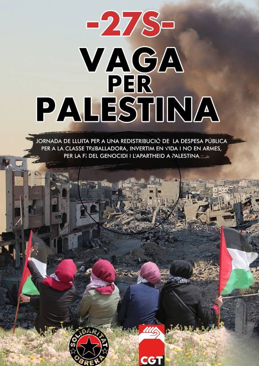 Veïns ,veïnes del Dte Sants-Montjuit  contra el genocidi a Gaza, contra l'extermini del Poble Palestí, avui 12S  a les 20h a la font Nova  de la Plaça de Sants, Preparem  el  27S!!