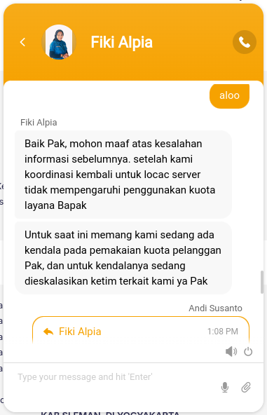 Batutah_id's tweet photo. Tadi chat sama CS nya @BiznetHome ,
Katanya ada masalah di pencatatan quota. Itupun setelah saya menanyakan bagaimana sistem pencatatan quota, apakah koneksi ke local network tercatat. 

Hampir setahun pake biznet sebulan gasampe 500G pemakaian, ini baru setengan bulan udh abis. https://t.co/esCg4BKUVg
