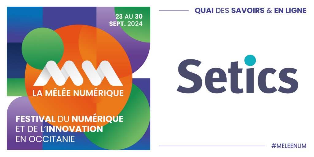 Nous sommes ravis de vous annoncer la présence du Setics notre partenaire lors de La Mêlée Numérique 2024 ! 🙏 
Rendez-vous du 23 au 30 septembre pour l'événement incontournable en Occitanie ! 
Inscription gratuite : swll.to/meleenum

#MeleeNum  #toulouse
