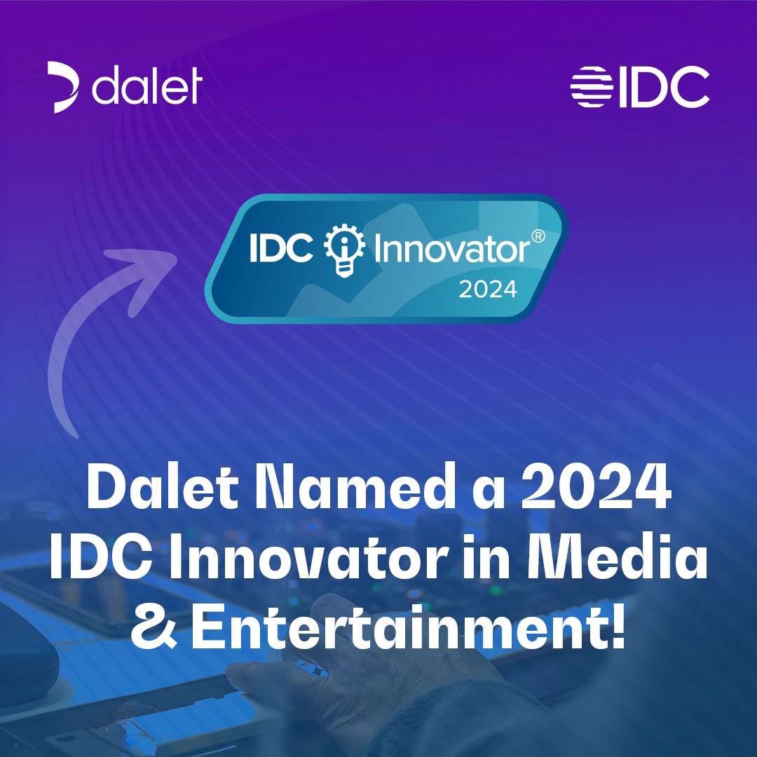 DaletTechnology's tweet photo. Dalet is proud to be recognized as a 2024 IDC Innovator in Media &amp; Entertainment ⚡

Learn more about the innovation and value we bring to media organizations 👉 https://t.co/URGoYYJhye

#Dalet #IDCInnovator #MediaTech #AI https://t.co/k88OqOKJE5
