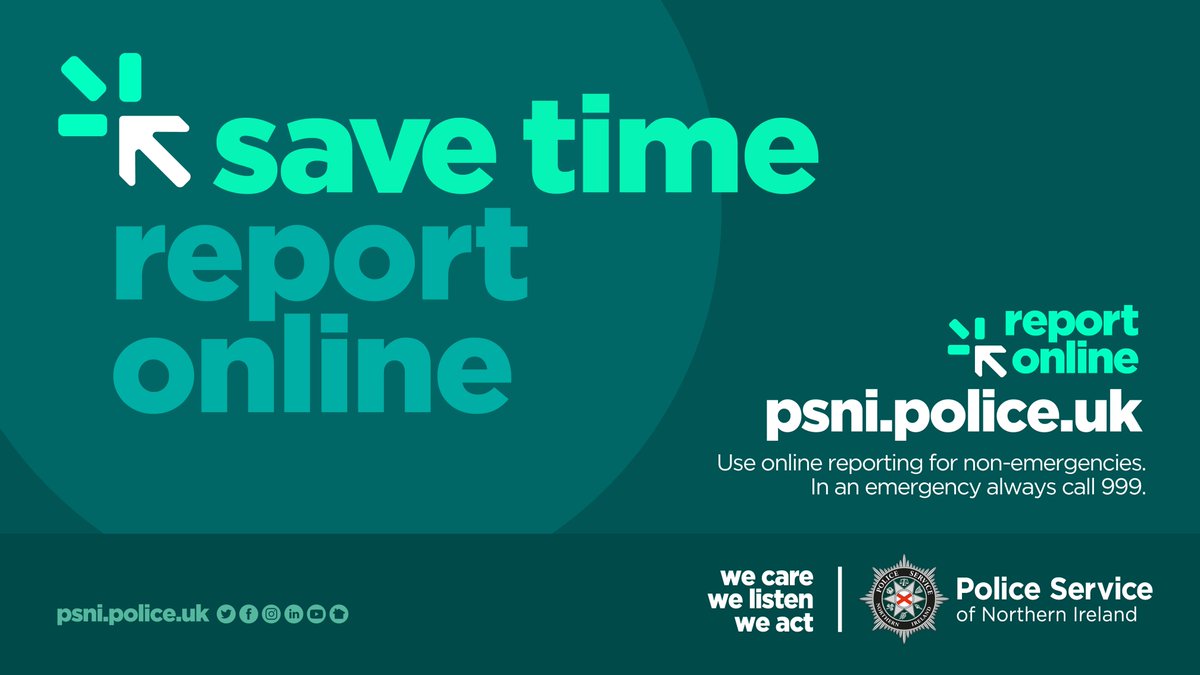 Police Service NI (@policeserviceni) on Twitter photo Make the right call
By choosing the right method of reporting to us, you could be saving someone’s life. For non-emergencies report online at orlo.uk/k2bGm or phone 101. In an emergency always dial 999.
#BeReadyNI Day 12 #30Days30WaysUK #KeepingPeopleSafe Make the right call
By choosing the right method of reporting to us, you could be saving someone’s life. For non-emergencies report online at orlo.uk/k2bGm or phone 101. In an emergency always dial 999.
#BeReadyNI Day 12 #30Days30WaysUK #KeepingPeopleSafe