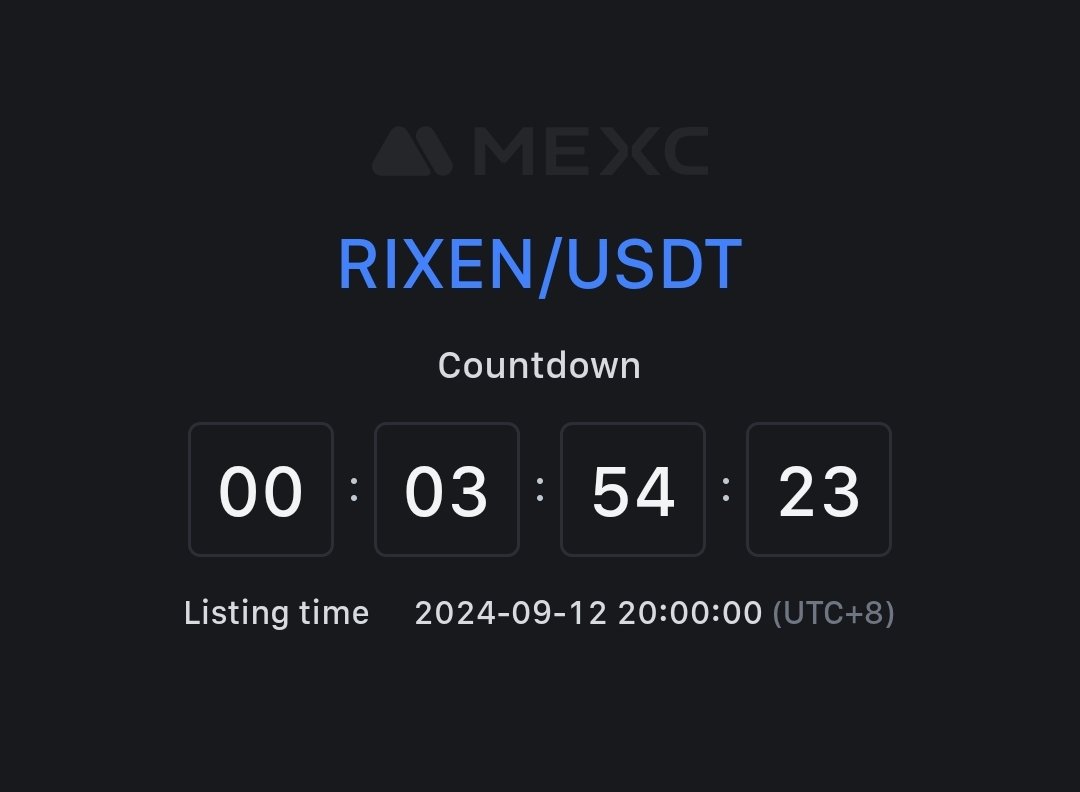 🚀 4 hours to go! $RIXEN will be live on MEXC soon. Be ready to join the future of AI-powered DeFi. Secure your spot now and don’t miss out! ⏳ rixen.io