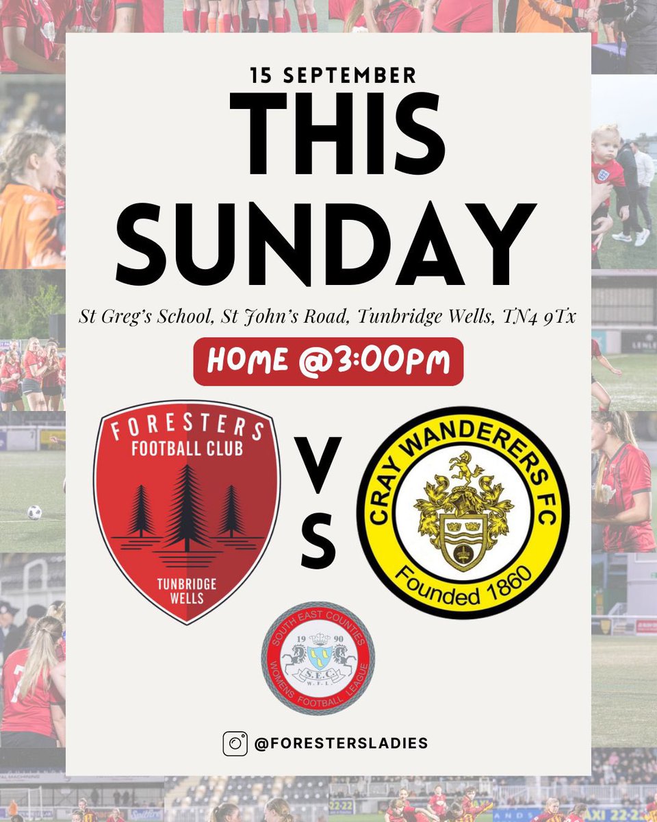 Tunbridge Wells Foresters Ladies (@forestersladies) on Twitter photo COMING UP
We play host for the first time this season as we welcome <a href="/CrayWandsWomen/">Cray Wanderers Women</a> to St. Gregās
Both teams have progressed to the next round of the FA Cup & won their opening SECWFL fixtures, so itās set up to be one to watch this weekend!
#UTF COMING UP
We play host for the first time this season as we welcome <a href="/CrayWandsWomen/">Cray Wanderers Women</a> to St. Gregās
Both teams have progressed to the next round of the FA Cup & won their opening SECWFL fixtures, so itās set up to be one to watch this weekend!
#UTF