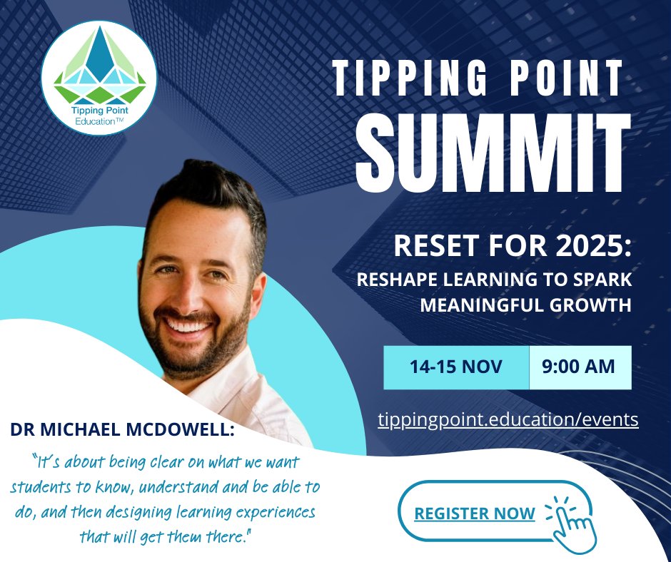 Join us for two days with internationally renowned, @mmcdowell13 for a jammed-packed, learning focussed Summit on 14-15 Nov 2024 at Sydney Olympic Park. Register before the end of the term to take advantage of the Early Bird and Group discounts available! Don't miss out!