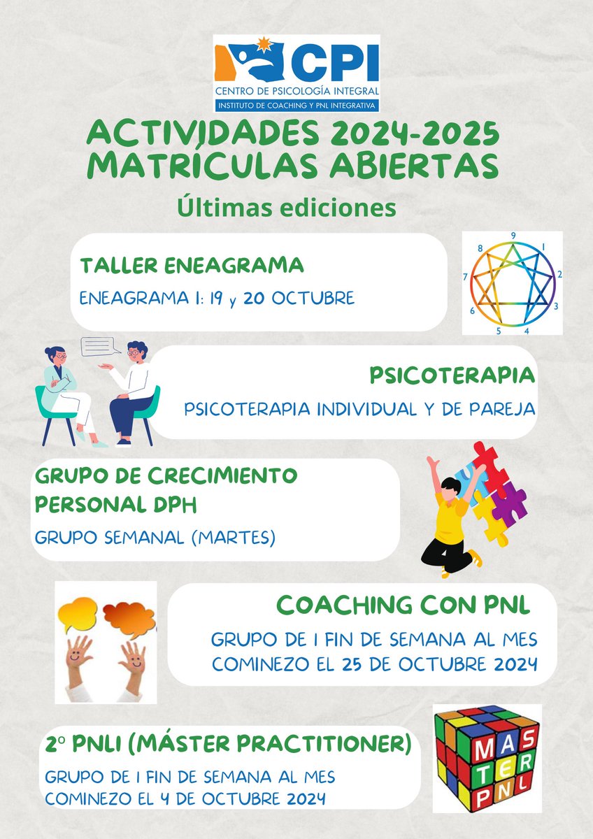 CPIICPNLi's tweet photo. MATRÍCULAS ABIERTAS!! Comenzamos el curso 2024-2025 con muchas ganas y mucha ilusión, finalizando una etapa. No pierdas tu oportunidad. Contacta con nosotros: 644391359 - 943291661 - psicologiacpi@gmail.com - https://t.co/PcRRSU32DY https://t.co/2K9jUi4l7M