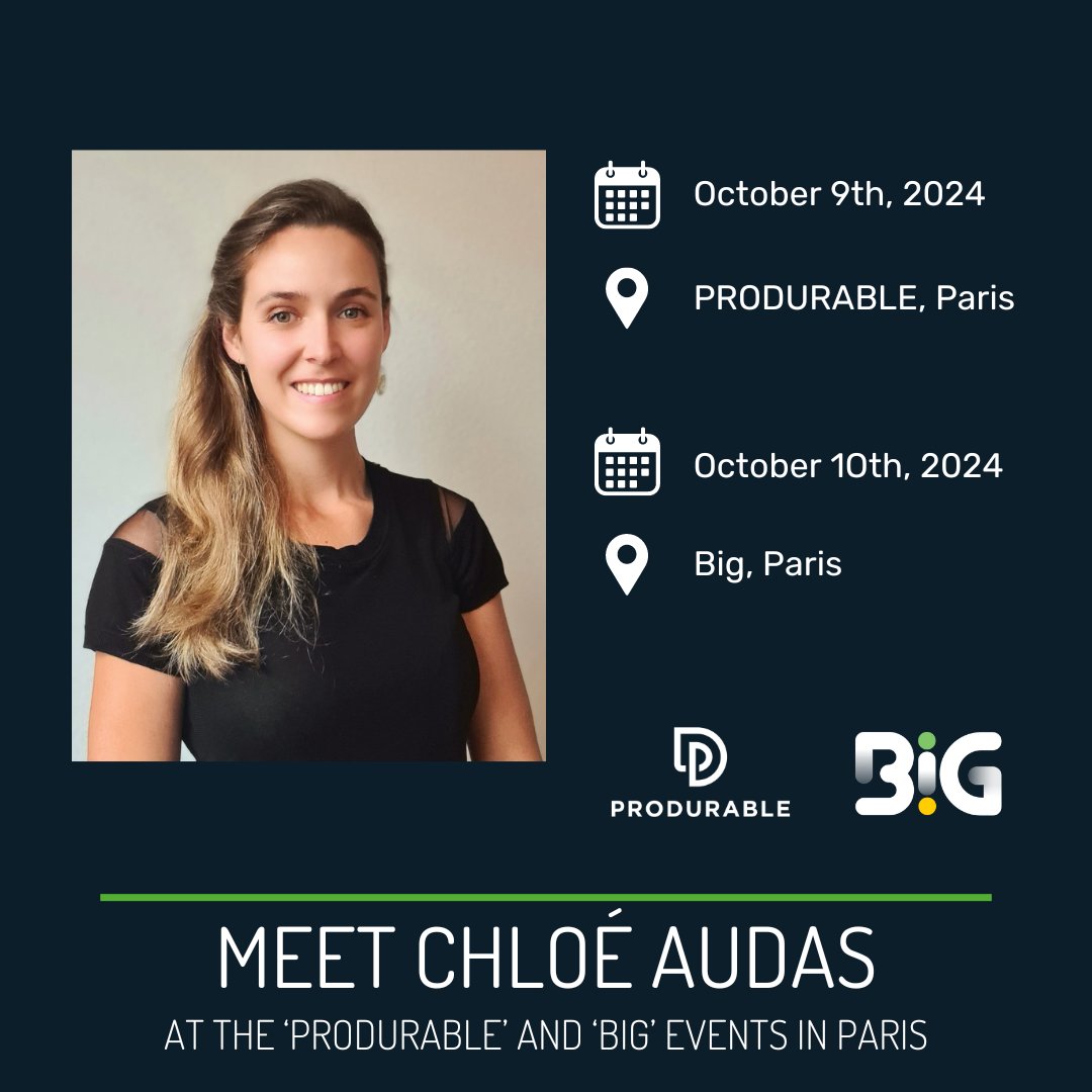 Meet Chloé Audas, Head of the #MELiSSAProject 🤗

Seize the unique opportunity to meet our Head of Project, on October 9th at the PRODURABLE event and on October 10th at the BIG event, in Paris 🇫🇷

Save the date, and sign up now ⬇
produrable.com
big.bpifrance.fr