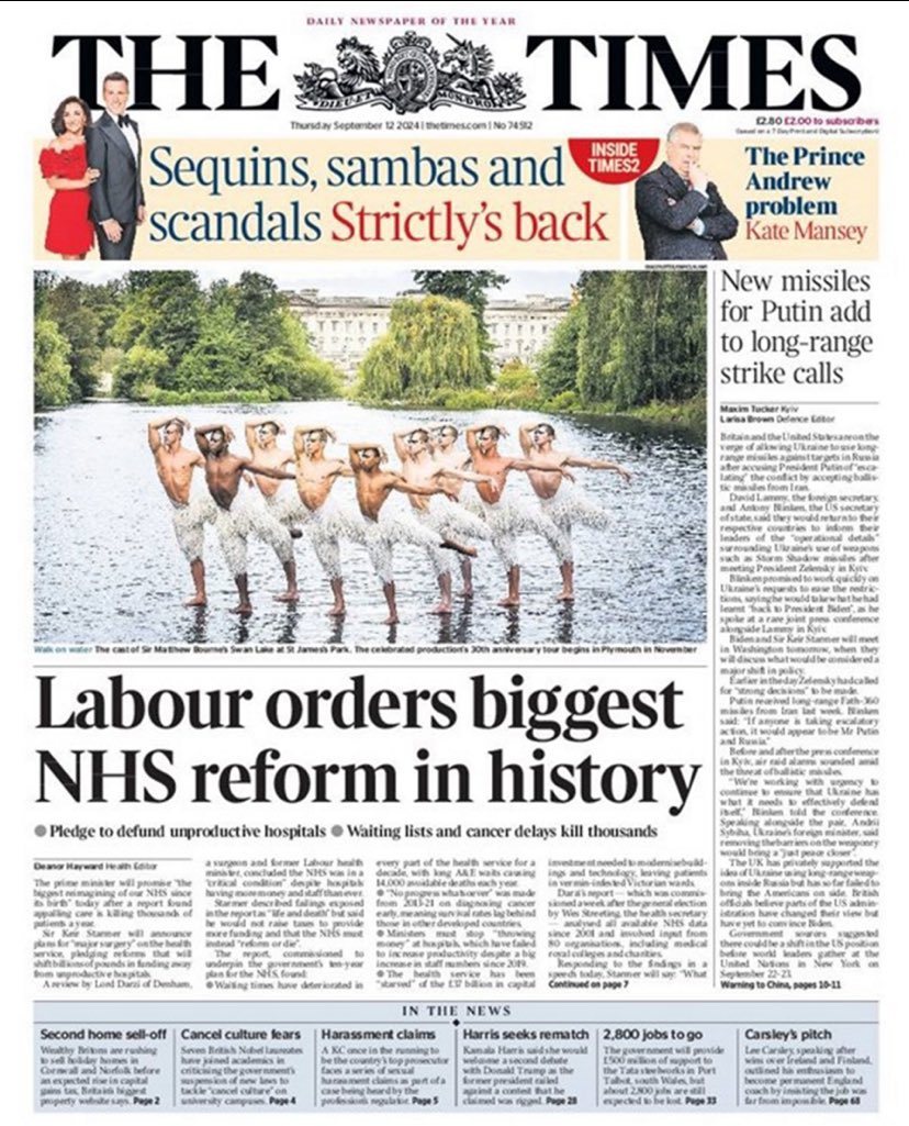 SirMattBourne's tweet photo. We made the front page!! 🦢🦢🦢@New_Adventures https://t.co/xWUrMFFK8O