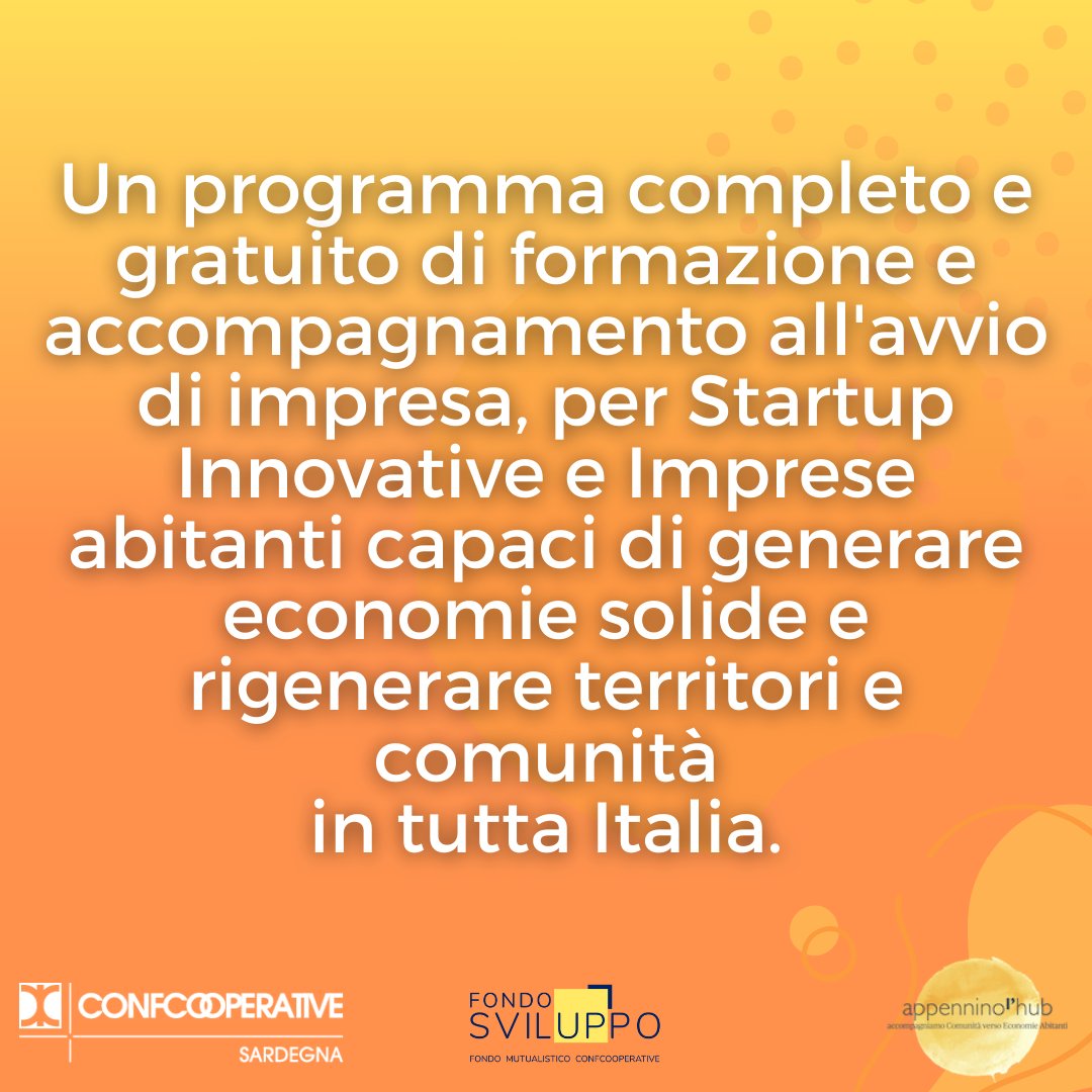 La Call Economie Abitanti , iniziativa promossa da Appenninol’Hub , in partenariato con Confcooperative e Fondo Sviluppo, volta a supportare progetti che mirano alla rigenerazione di territori e comunità, in particolare nelle aree interne o fragili. Iscrizioni  fino al 15/09/24