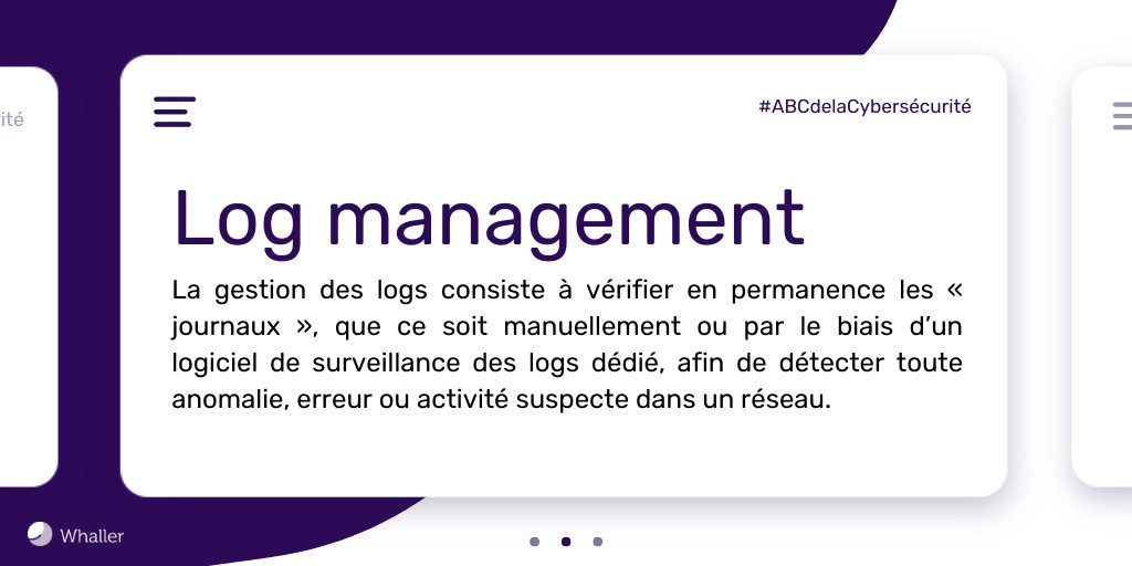 whaller_fr's tweet image. 🔐 Continuons notre ABCdaire de la #Cybersécurité avec la lettre L !

L comme #LogManagement 📊— analyse des journaux d’activité pour détecter les anomalies et prévenir les cyberattaques.

👉🏻 blog.whaller.com/2022/06/28/lab…

#CyberEngagés #Cybermois