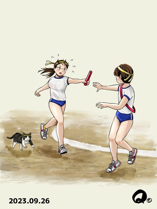 去年の9月の絵です
去年も体育祭で「隠れ巨乳」がバレるモカちゃん描いてた～😱 