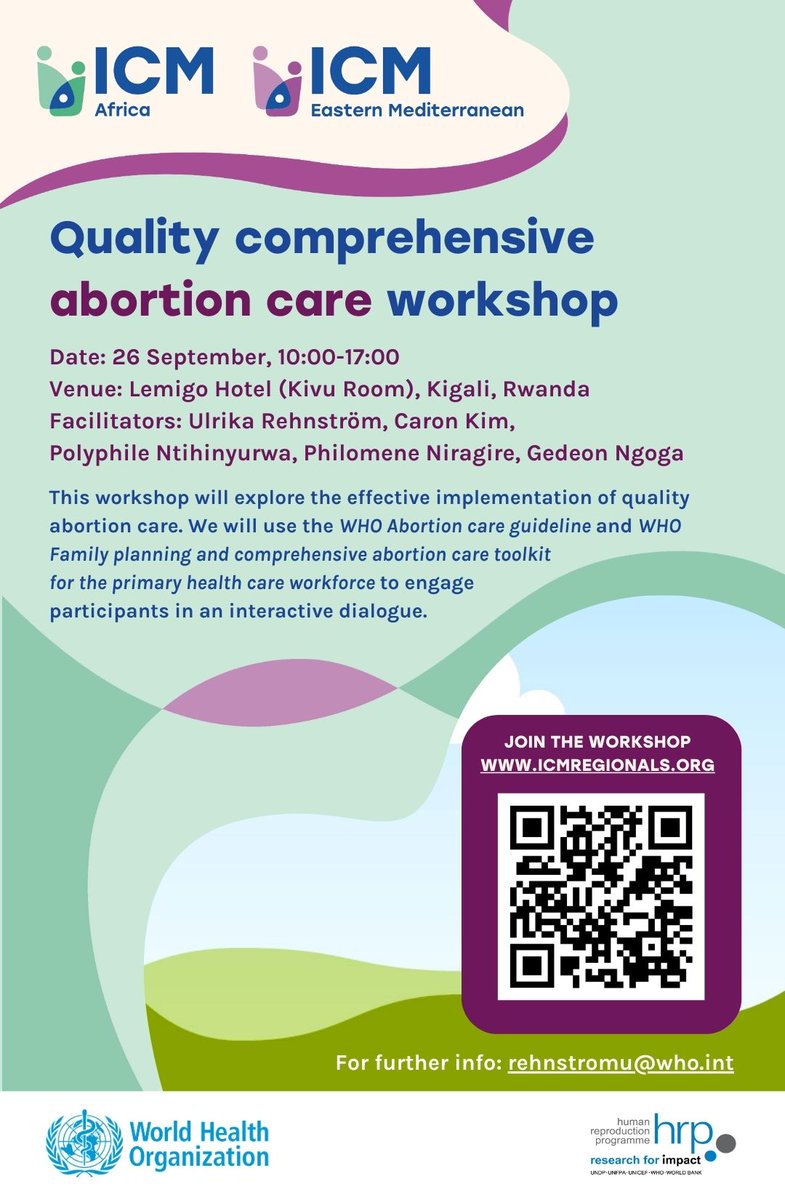 If you're attending <a href="/world_midwives/">International Confederation of Midwives</a>' regional conference in Kigali later this month, please attend our #abortion care workshop. #ICMRegionals 

Sign up here: bit.ly/4gxUsIG