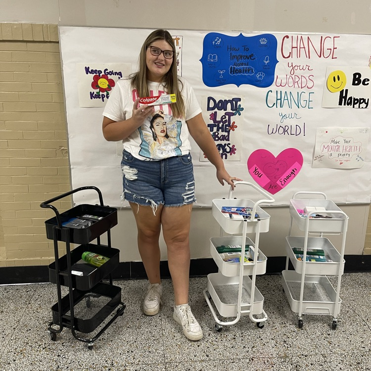 BHSBigReds's tweet photo. Lauren has been hard at work for SOS this week filling the bins and signing people up for the Steps Against Suicide Walk on 9/27. Ask how you can get involved! 
Thank you Lauren 💜🩵
#makinghopehappen #letsgoreds https://t.co/HXb2o0PJQj