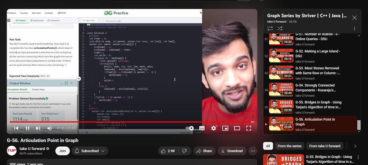 2004programer's tweet image. got distracted by dsa challenge.Completed the Strivers graph seriese. 50+ questions based on graph. and moving towards to strivers DP seriese #striverGraphsheet #StriverA2Zdsa