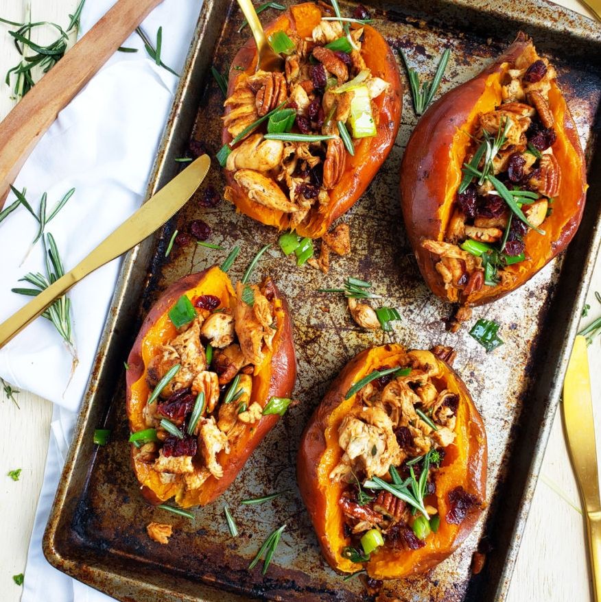 #NuttyRecipe: Cranberry #Pecan Chicken Stuffed Sweet Potatoes | 
<a href="/BeautifulEandT/">🌸Beautiful Eats & Things🌸</a> 🍠✨ 

Baked to perfection, these sweet potatoes are loaded with chicken, tangy cranberries, crunchy pecans, and a touch of rosemary. 
tinyurl.com/52fmt9

#jewelsunderthekilt #mapleroastednuts