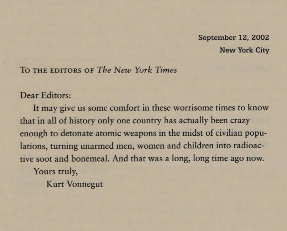 On this day in 2002. 

(From the excellent book, 'Kurt Vonnegut: Letters', edited by Dan Wakefield.)