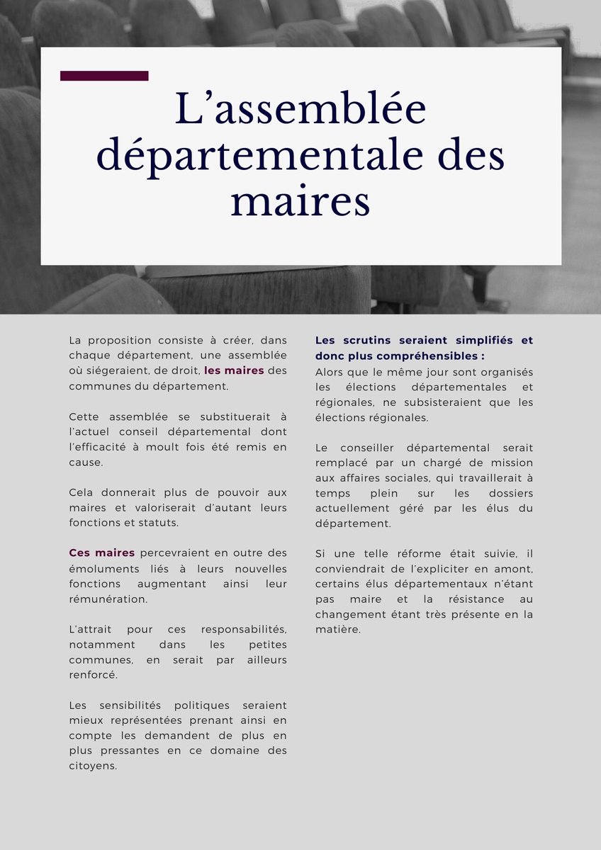 .<a href="/PublicaConcilia/">Publica Concilia ThinkLab!</a> projet 💭 « Assemblée départementale des maires »✍️
📍Vers une simplification des structures territoriales. 
📍Vers une revalorisation du statut des maires.

Retrouvez notre article🗞⬇️