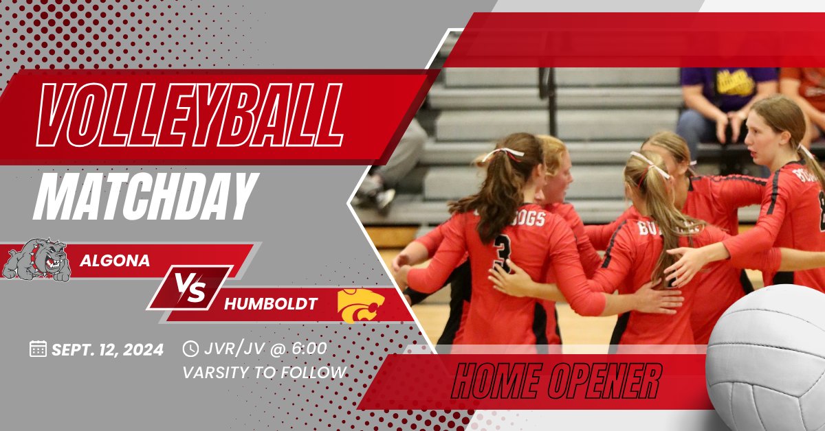 Game Day!  Tonight is our home opener with Humboldt! JVR in the Middle School gym JV in the High School starting at 6:00 with Varsity to follow!  Go Bulldogs!