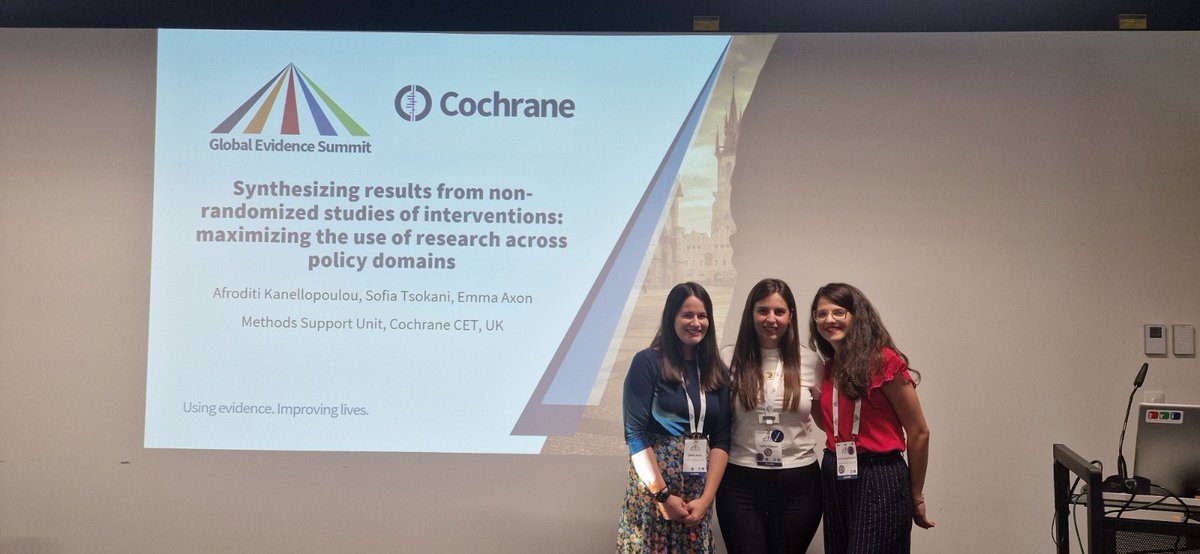 Day 3 of <a href="/GESummit/">GESummit</a> is underway! Totally enjoyed delivering our workshop on discussing concepts and issues on synthesizing evidence from #nonrandomized studies. #GESummit2024 #MSU
So happy to be part of the Cochrane MSU team! 
@afkanellopoulou
<a href="/Emma_L_Axon/">Emma Axon</a> <a href="/RacheRichardson/">Rachel Richardson</a>
