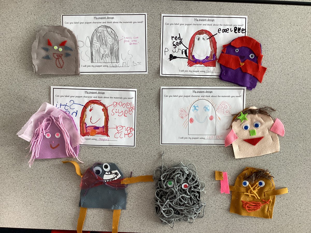 ArchibaldFirst's tweet photo. Year 1 have enjoyed making puppets during DT week. We explored different joining techniques, designed characters from Red Riding Hood and cut felt and other fabrics to create our puppets! Aren’t they fabulous! #AFSCreative #AFSDT https://t.co/FJi312RKlL