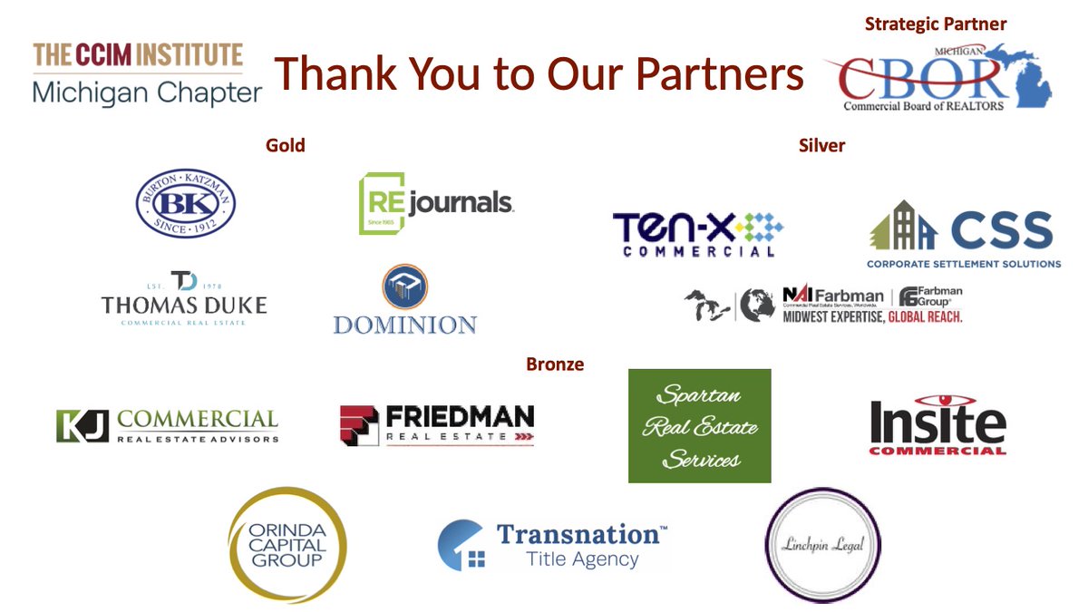 CCIM_Michigan's tweet photo. Companies that partner with us are vital to our continued success! Partnerships help us to provide education, secure speakers, and help host events like Trending in CRE at Comerica Park. Interested in your company becoming a Preferred Partner?

https://t.co/VXvG4uMJtB

#CCIM #MI https://t.co/yhSXoFpR4X