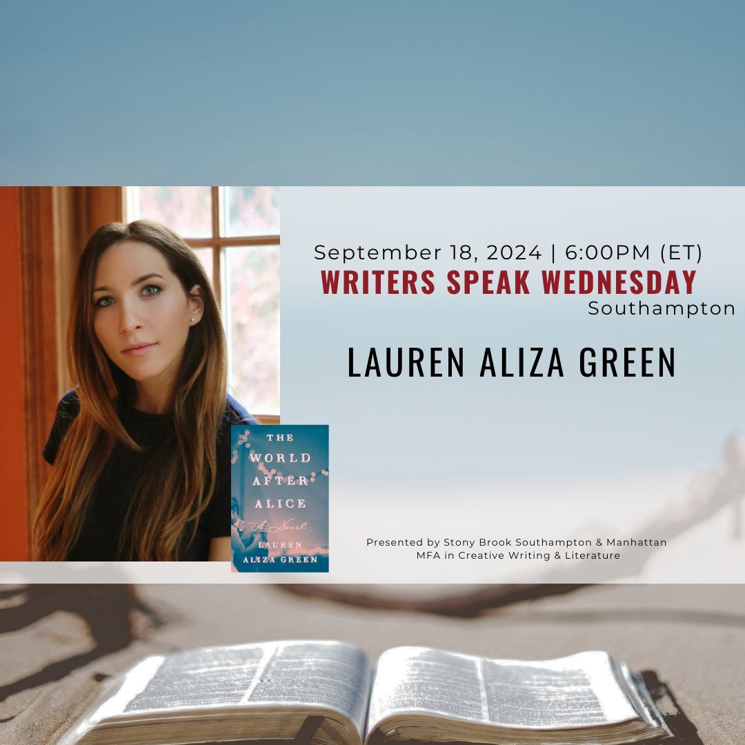 Stony Brook MFA in Writing & Lit (@stonybrookmfa) on Twitter photo Wednesday 9/18 6 pm in Southampton! Join us for Writers Speak Wednesday, ft. Lauren Aliza Green. @sbu_lc <a href="/stonybrooku/">Stony Brook University</a> Wednesday 9/18 6 pm in Southampton! Join us for Writers Speak Wednesday, ft. Lauren Aliza Green. @sbu_lc <a href="/stonybrooku/">Stony Brook University</a>