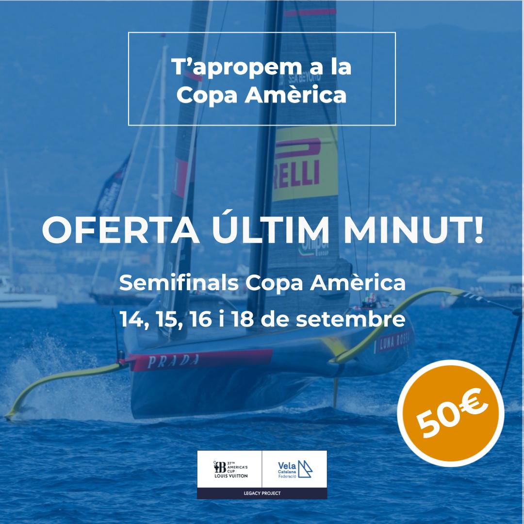 Federació Catalana de Vela (@vela_cat) on Twitter photo ✨ Promoció d'últim minut! ✨
Viu les semifinals de la <a href="/americascup/">americascup</a> per només 50€! (preu original: 150€). Oferta exclusiva per a federats/des i acompanyants. Dies: 14, 15, 16 i 18 de setembre.📍 PLACES LIMITADES! copaamerica.donpancho.org/regates/semifi… ✨ Promoció d'últim minut! ✨
Viu les semifinals de la <a href="/americascup/">americascup</a> per només 50€! (preu original: 150€). Oferta exclusiva per a federats/des i acompanyants. Dies: 14, 15, 16 i 18 de setembre.📍 PLACES LIMITADES! copaamerica.donpancho.org/regates/semifi…
