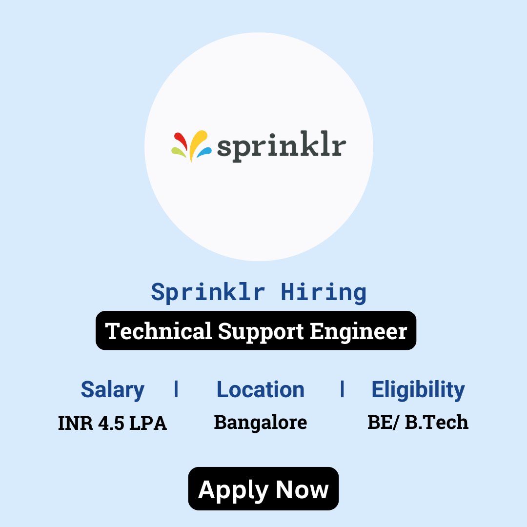 karthikpattadi's tweet image. 🔍 Sprinklr Recruitment 2024 🔍

Sprinklr is hiring for the position of Technical Support Engineer

🔗 Apply Here: zurl.co/5G09

💬 Join Our WhatsApp Group: zurl.co/HzO9

#Sprinklr #TechnicalSupportEngineer #TechSupport #CustomerSupport #CareerOpportunities