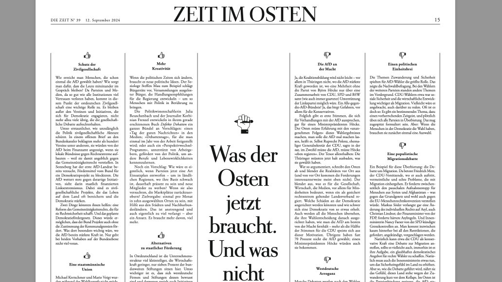 Was der Osten jetzt braucht. Und was nicht – zehn Ideen von mir. 

Diese Woche in der ZEIT im Osten und hier: tinyurl.com/22j6acx3