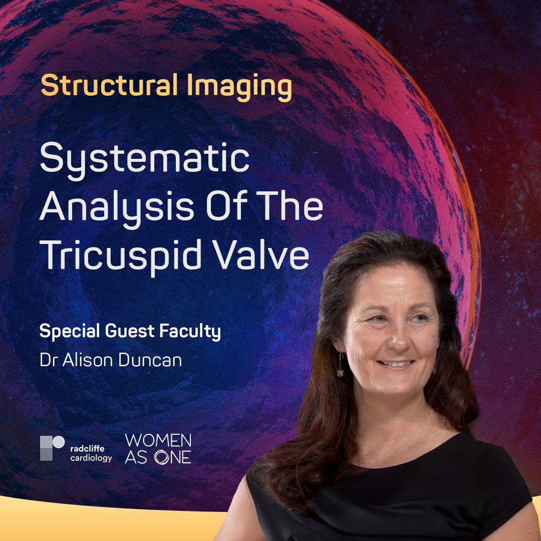 radcliffeCARDIO's tweet photo. Gain insights into the tricuspid valve with @dralisonduncan
📺@WomenAs1 #CLIMB2024 presents Part 3 of its #StructuralImaging series
Watch here 👉 https://t.co/s5WM6sqbrn
🫀Pre-procedural imaging for TR
➡️Anatomy as a decider for intervention
💡Choosing when a patient is eligible for TV intervention
Stay tuned for more structural imaging content curated by program directors Prof Sitges and Dr Grapsa!
#CardioEd #WIC